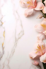 Obraz na płótnie Canvas elegant marble background with flower frame