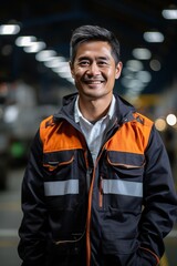 Portrait of a smiling Asian male engineer in a factory