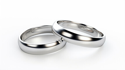 elegant design silver wedding rings isolated on white background