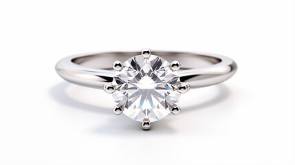 solitaire diamond engagement ring eternity wedding on white background