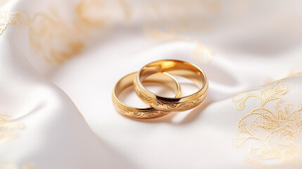 simple luxury design wedding rings on wedding card on a white background