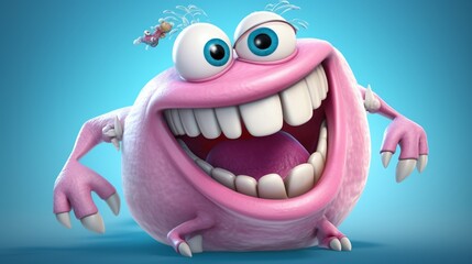 Inspire wonder and amusement with this realistic depiction of a cartoon tooth monster design,
