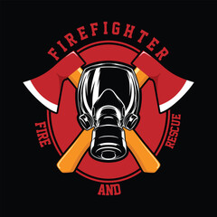 Red Firefighter Helmet Detailed Vintage Logo Emblem Insignia Vector
