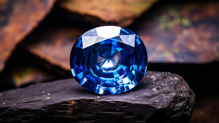 natural blue sapphire gemstone - obrazy, fototapety, plakaty