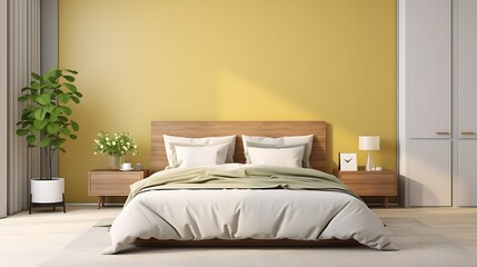 comfortable yellow themed bedroom