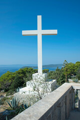 White cross on blue sky - Marjan Hill - Split - Croatia