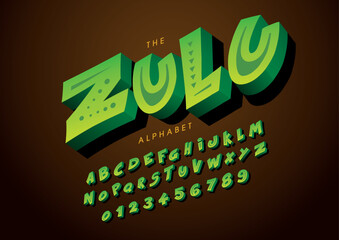 Vector of stylized modern font and alphabet