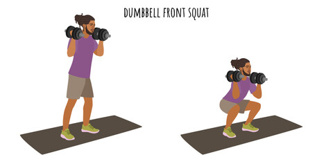 Asian young man dumbbell front squat exercise