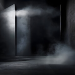 3d rendering of a dark corridor with smoke coming out of it