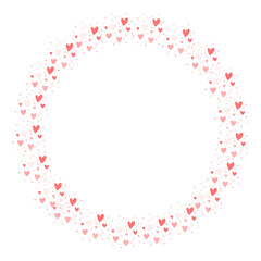 Fototapeta na wymiar red hearts valentine day border cute circle frame 