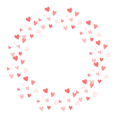 red hearts valentine day border cute circle frame
