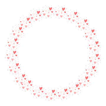 red hearts valentine day border cute circle frame

