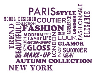 Set of covers fabrics with fashion and fashion show. Fashion and beauty week in different cities of the world.