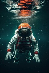 Obraz premium An Astronaut under water, Generative ai