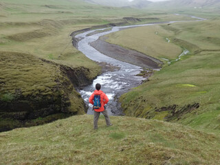 looking at the great natural panoramic in Iceland