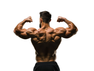 A bodybuilder on a transparent background. Ideal for a fitness presentation.