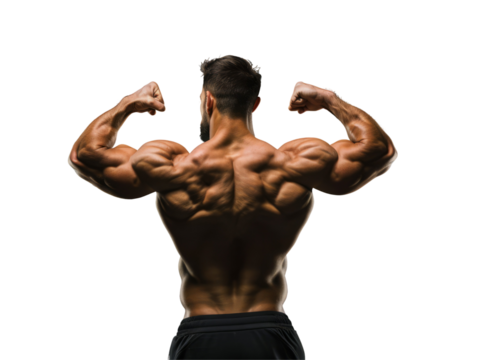 A bodybuilder on a transparent background. Ideal for a fitness presentation.