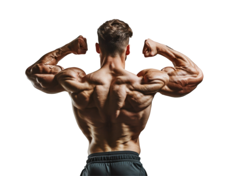 A bodybuilder on a transparent background. Ideal for a fitness presentation.