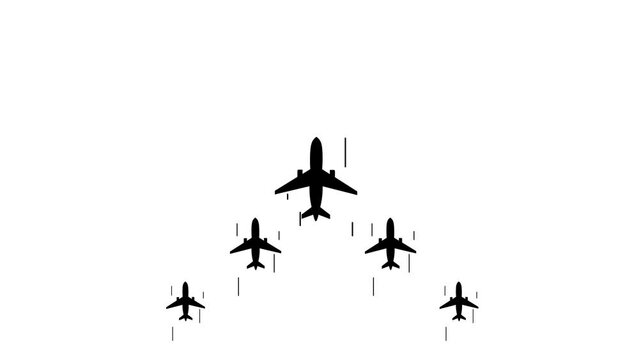 plane airplane flying animation motion graphic airplane black and white silhouette attraction military airplane jet airplane alpha 4k looping