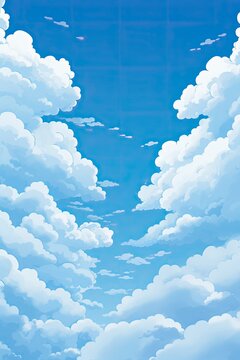 Blue sky with cloud, catoon style, generative ai