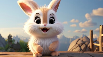 bunny 3d cartoon rendering, generative ai