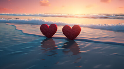 Fototapeta premium Vibrant Valentine's Day background with red hearts