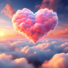 Heart-shaped clouds, beautiful colorful hearts in the clouds as Valentine's Day background. - obrazy, fototapety, plakaty