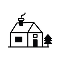 forest hut icon with white background vector stock illustration