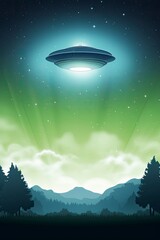 UFO cartoon background, generative ai