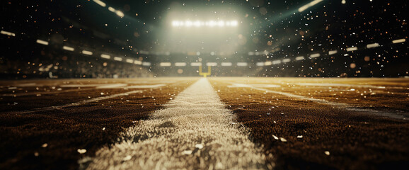 American football stadium with bright floodlights - obrazy, fototapety, plakaty