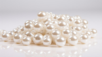pile of pearls on the white background