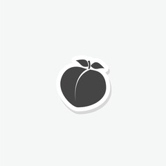 Peach fruit logo sticker isolated on gray background