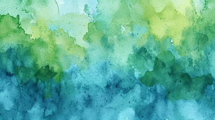 Gordijnen 青緑の抽象的な水彩画GenerativeAI © enopi