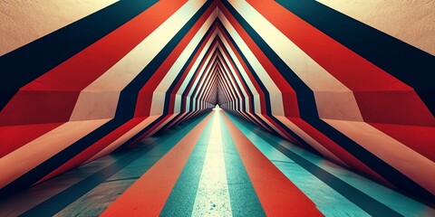 An abstract composition inspired by optical illusions, with intersecting lines and shapes that create a sense of movement. Focus on high contrast and bold colors. - obrazy, fototapety, plakaty