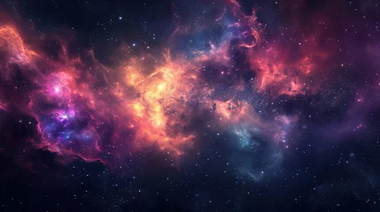 Muurstickers Colorful milkyway galaxy night stars family landscape © Koplexs-Stock