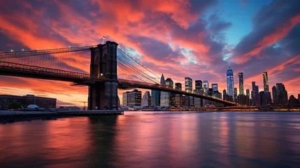 Papier Peint photo Lavable Etats Unis New York city sunset panorama