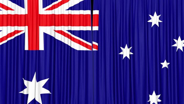 Australia Curtain Flag Animation on Alpha Channel, Loop
