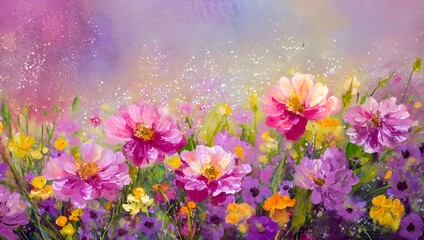 Fototapeta premium Colorful watercolor floral background