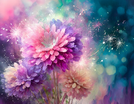 Colorful watercolor floral background