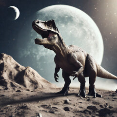 dinosaur and moon