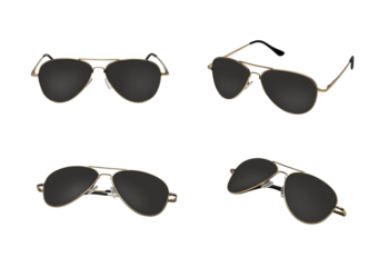 gold sunglasses isolated transparent background.