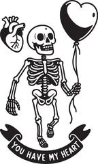 Skeleton saying you have my heart Vector illustration
