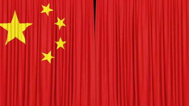 China Curtain Flag Animation on Alpha Channel, Loop
