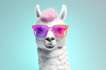 Llama Glam: A Soft Pop Style Animal Portrait