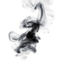 Fototapeta premium Abstract black gray smoke moving on white background. Steam fire design.