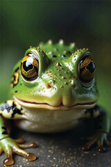 illustration of a green frog portrait