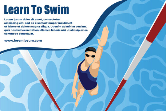 Learn to Swim with Athlete Landing Page Modern Elegant Vector