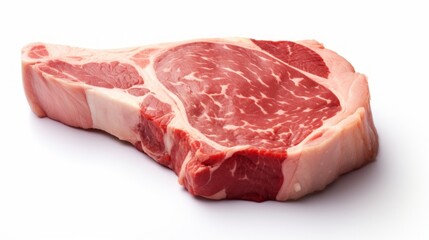 A juicy T-bone steak showcased in a close-up realistic photo against a white background Generative AI