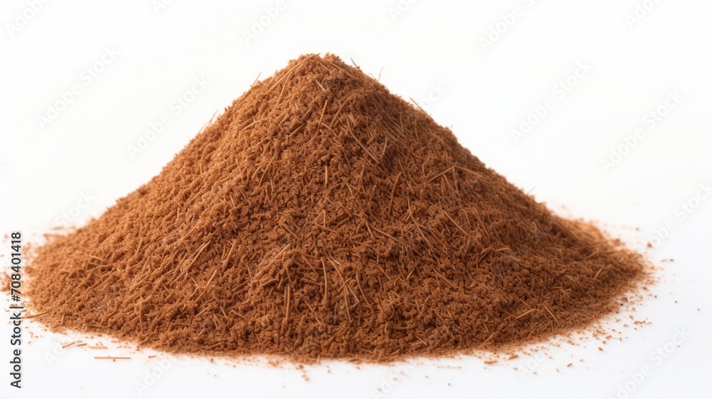 Aufkleber Close-up realistic photo of a small mound of teff grains on a white background Generative AI