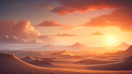 Sand dunes on the beach at sunset